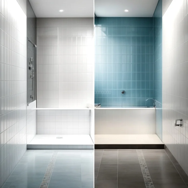 Vorher-Nachher-Fliesenreinigung im Badezimmer